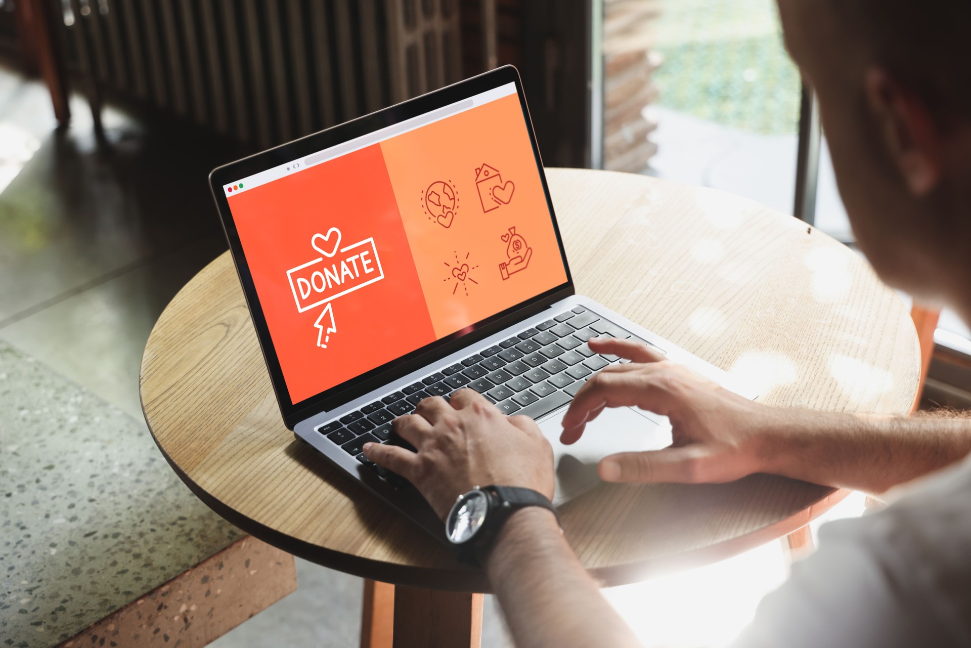 Donate icon on laptop screen